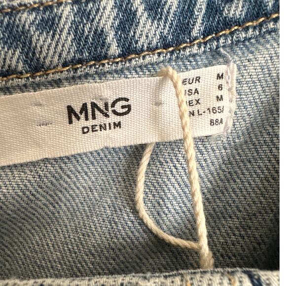 MNG Mango‎ Puff Sleeve Denim Jean Mini Dress Square Neckline 6 - Picture 4 of 7